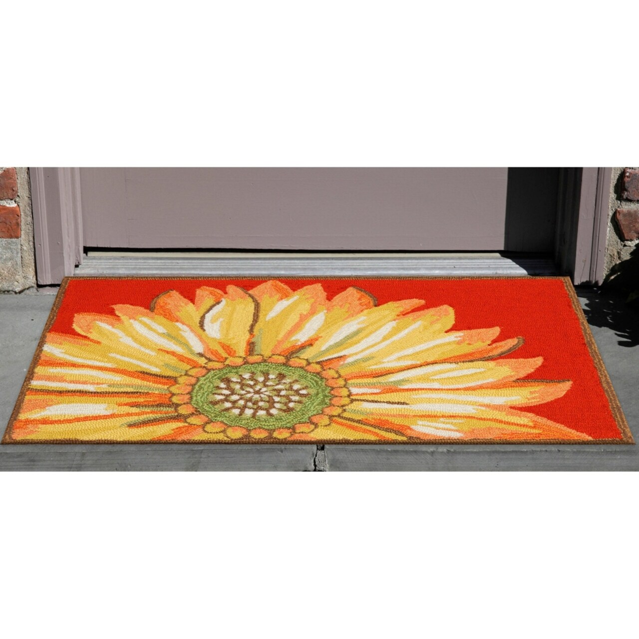 The Rug Department Liora Manne Frontporch Sunflower Indoor Outdoor Area Rug Red